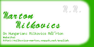 marton milkovics business card